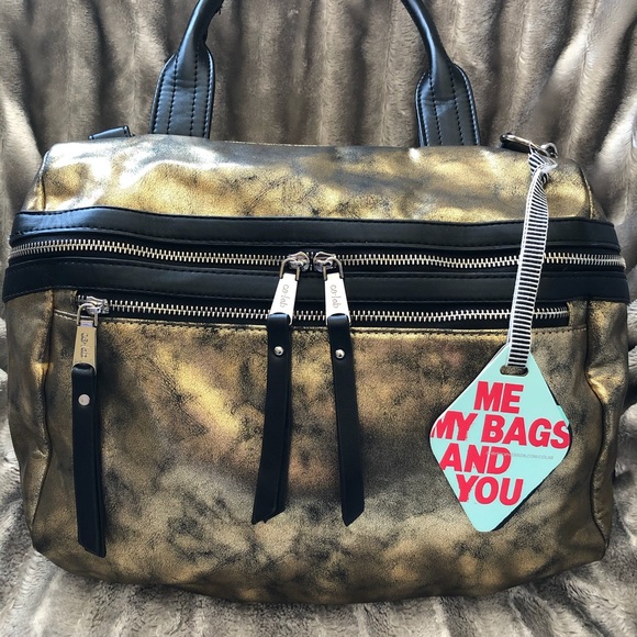 Colab NWT 👜 Gold and Black Distressed Look Purse - Picture 8 of 9